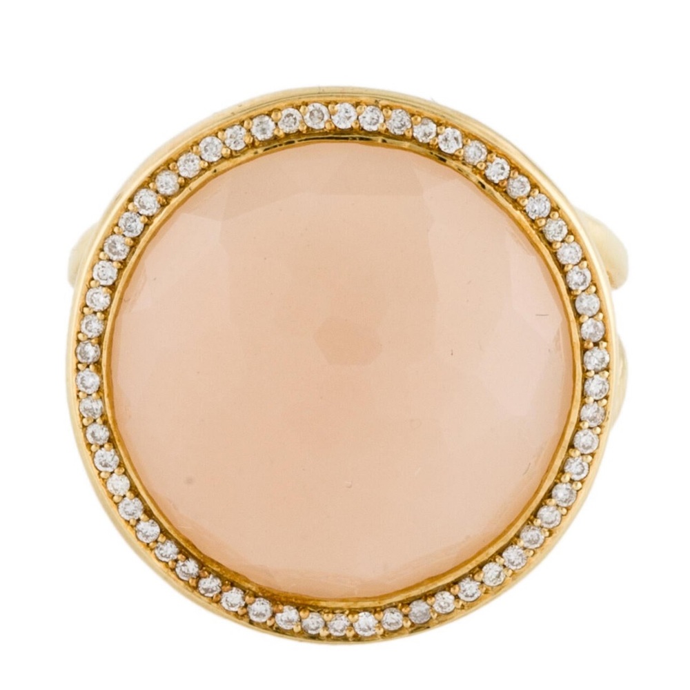 IPPOLITA 18K Yellow Gold Lollipop® Peach Moonstone & Diamond Statement Ring 🇮🇹 - Picture 3 of 16